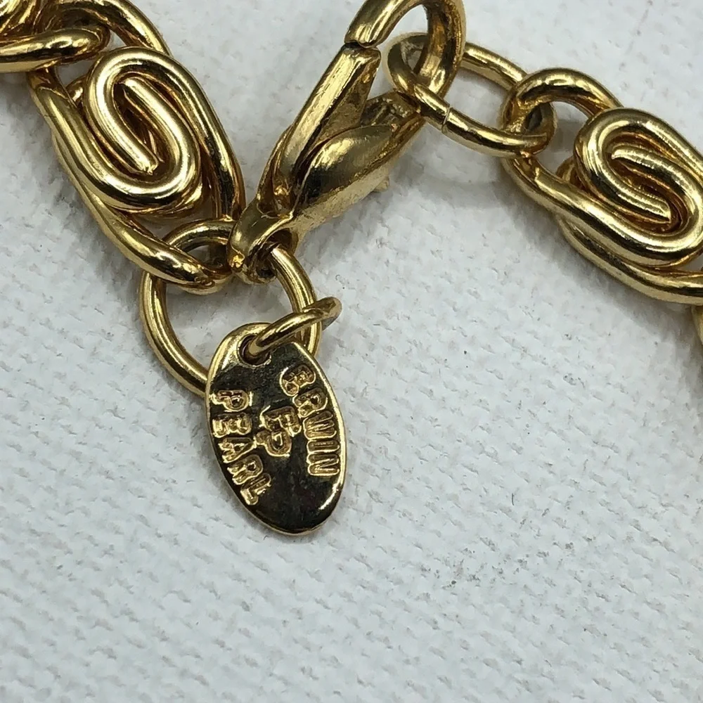 Erwin Pearl Byzantine Gold Tone Statement Costume Necklace